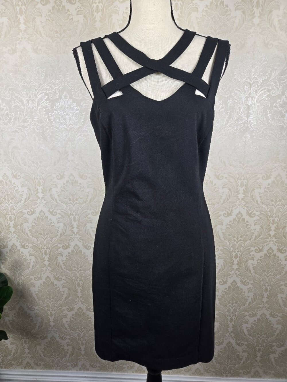 Mango Size Small Black Trappy Sheath Dress Cutouts Bodycon Date Night Flirty